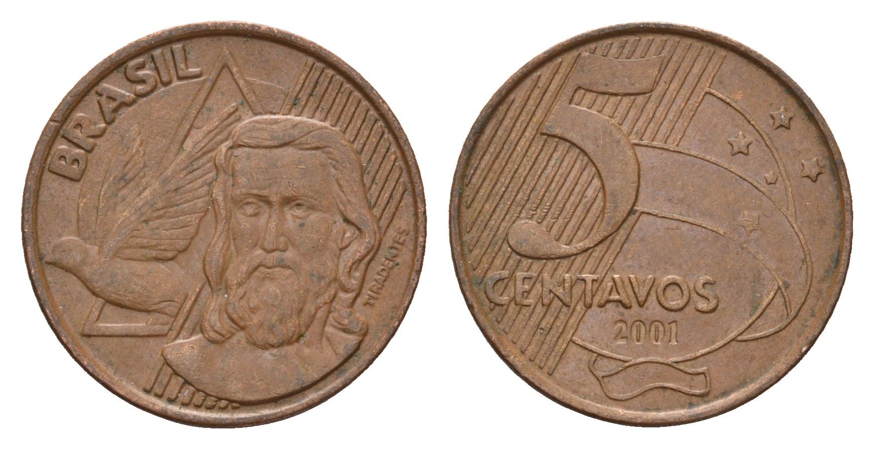 Бразилия 5 сентаво 2001 KM 648 сталь плакированная медью 4686-614