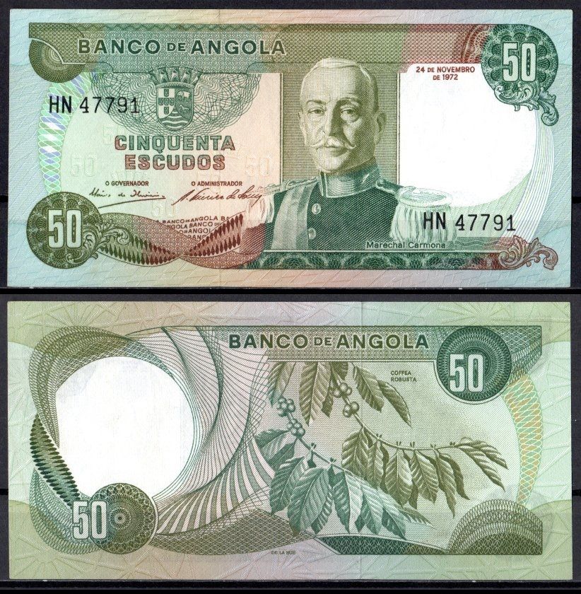 Ангола 50 эскудо 1972 Pick 100 бумага 7214-16-3-1