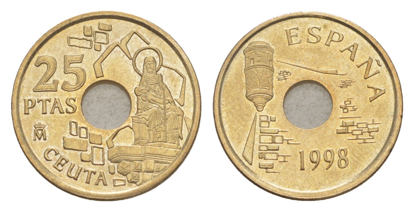 Испания 25 песет 1998 Сеута KM 990 алюминиевая бронза 4621-112