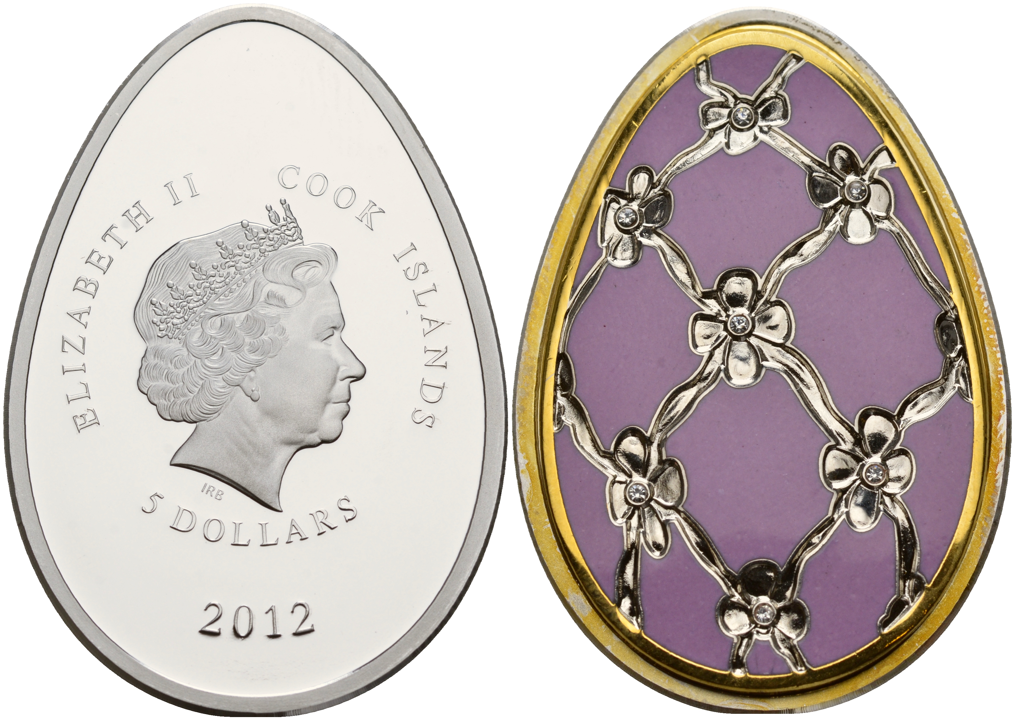 Палау 3 монеты по 5 долларов 2012 яйца Фаберже, цветная эмаль, позолота серебро PROOF 1065-1-11