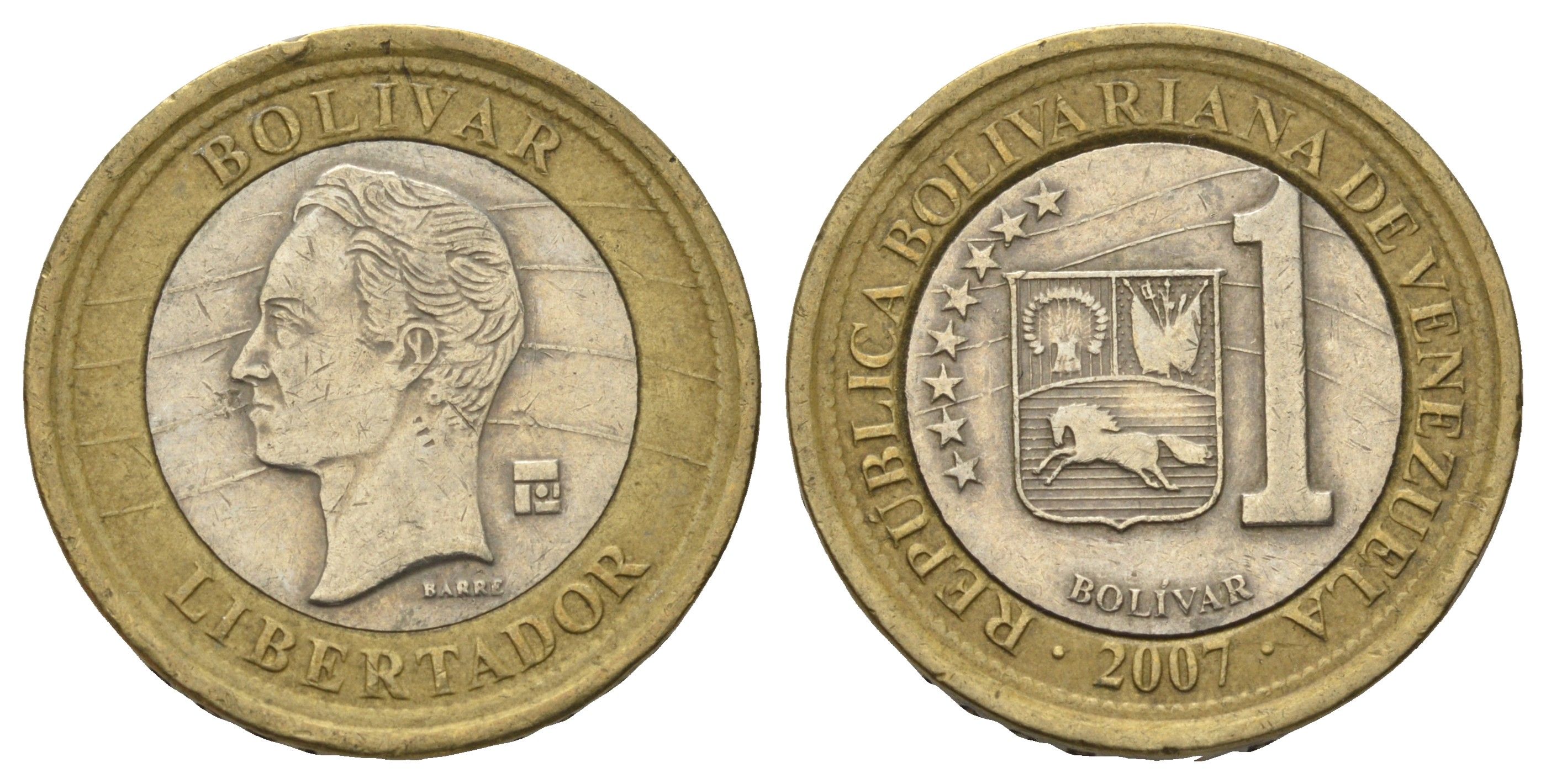 Венесуэла 1 боливар 2007 Симон Боливар Y 93 биметалл 4172-411