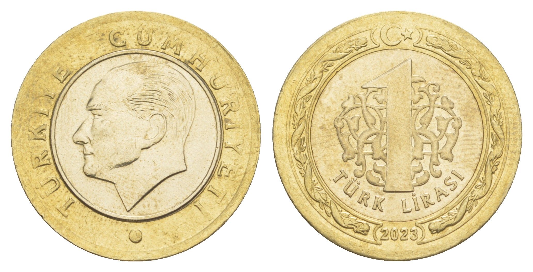 Турция 1 лира 2023 Кемаль Ататюрк KM 1244 биметалл UNC 4650-512