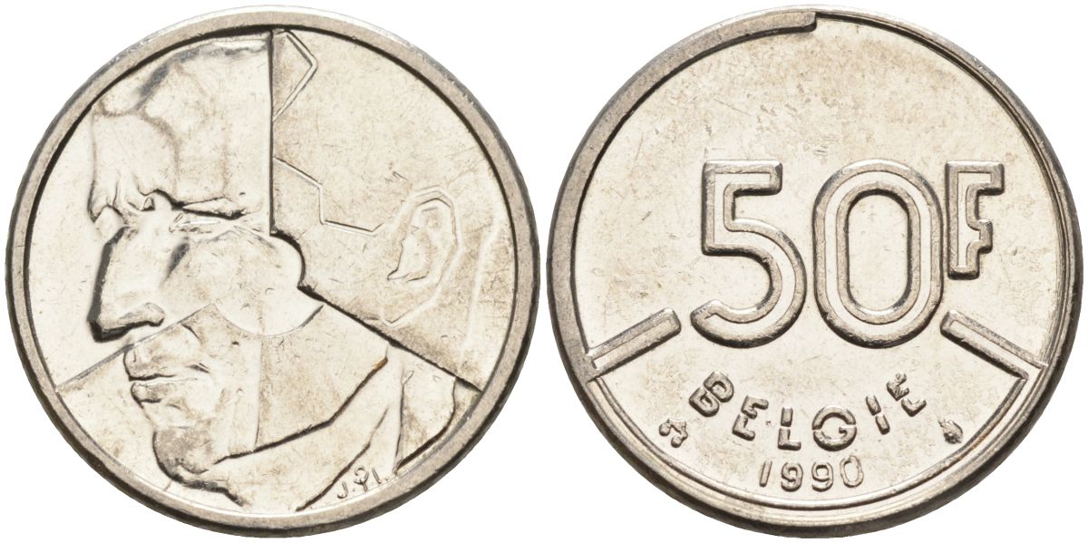 Бельгия 50 франков 1990 Belgie KM 169 никель 4126-257