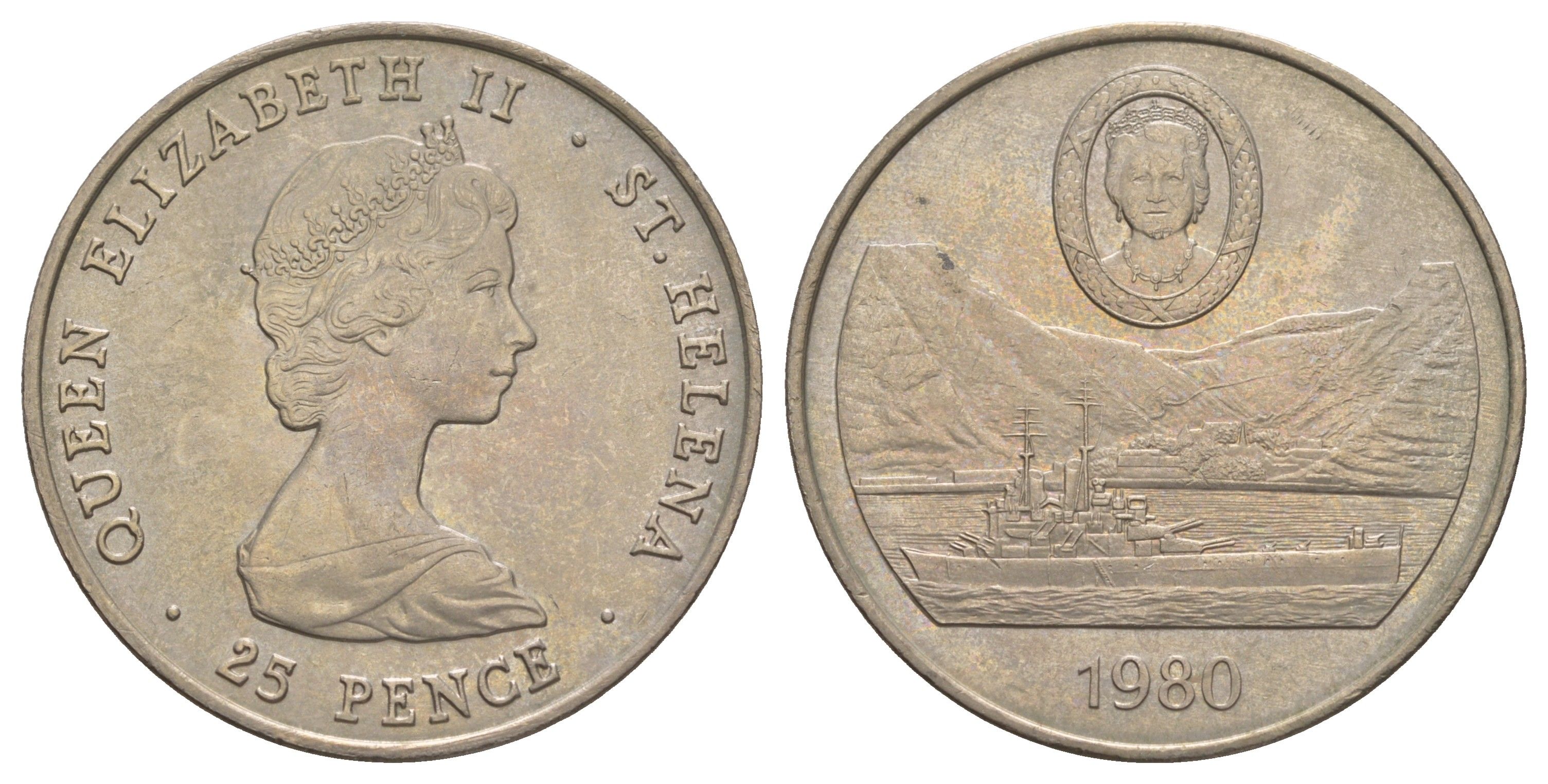 Остров Святой Елены 25 пенсов 1980 80 лет со дня рождения Королевы Матери KM 8 медно-никель BU 4537-921
