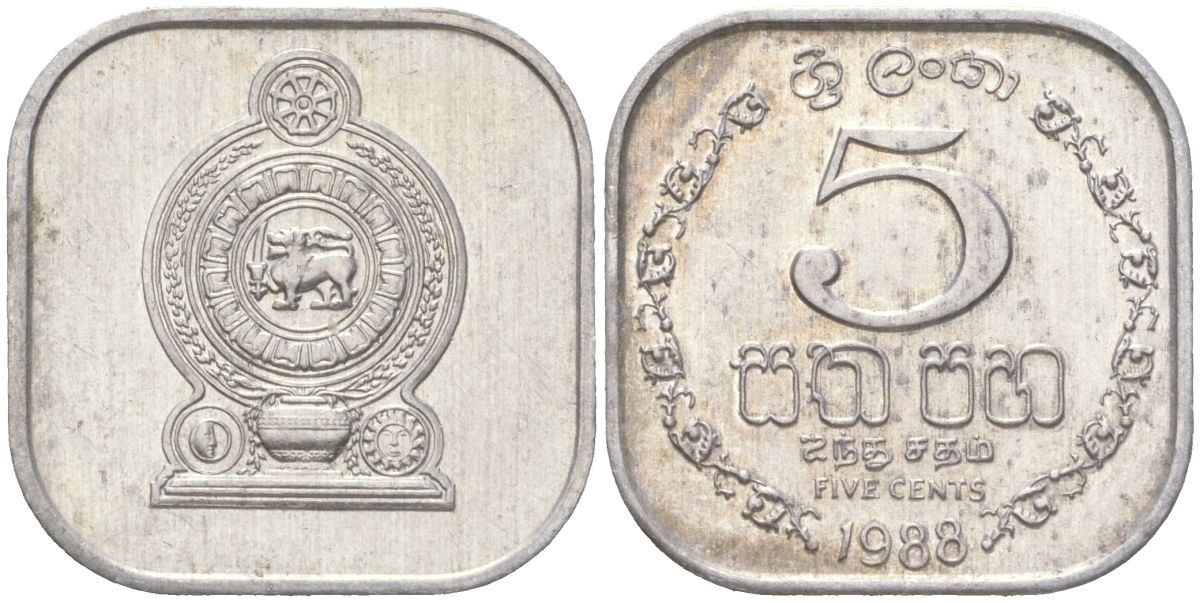 Шри-Ланка 5 центов 1988 KM 139a алюминий aUNC 4614-936