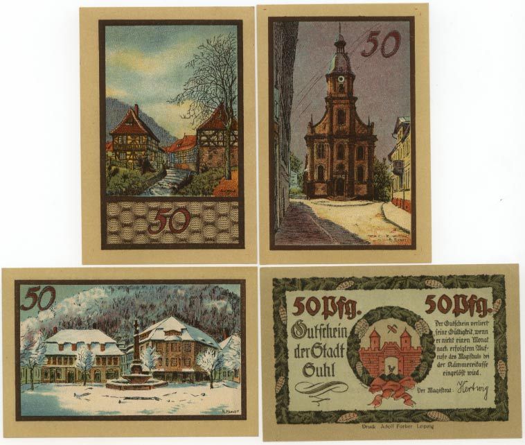 СЮЛЬ 4х50 ПФЕННИГОВ ВИДЫ ГОРОДА бумага UNC (пресс) 70-2312