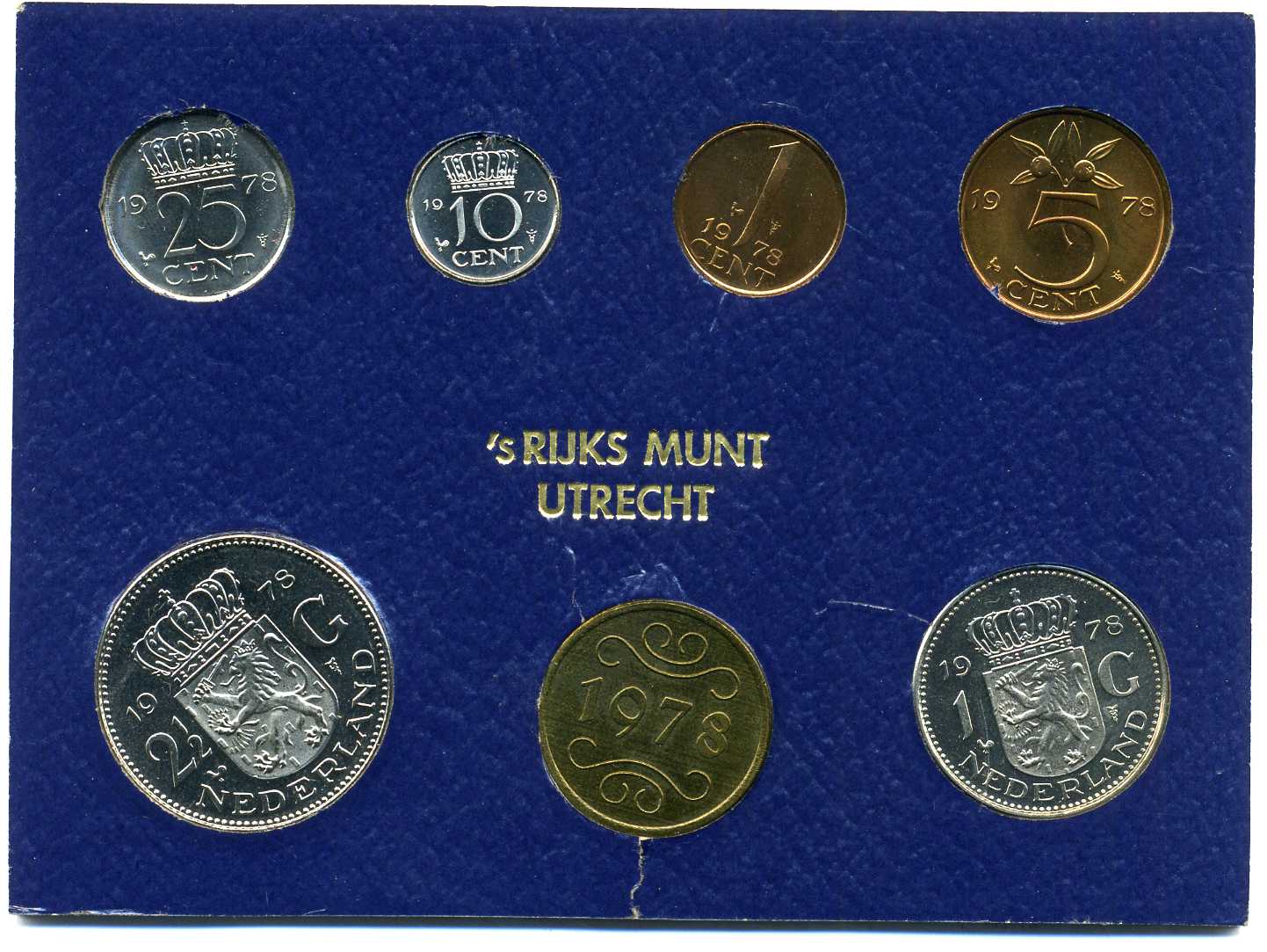 Нидерланды госнабор из 5 монет + жетон 1978 медно-никель UNC 7-5-1-34