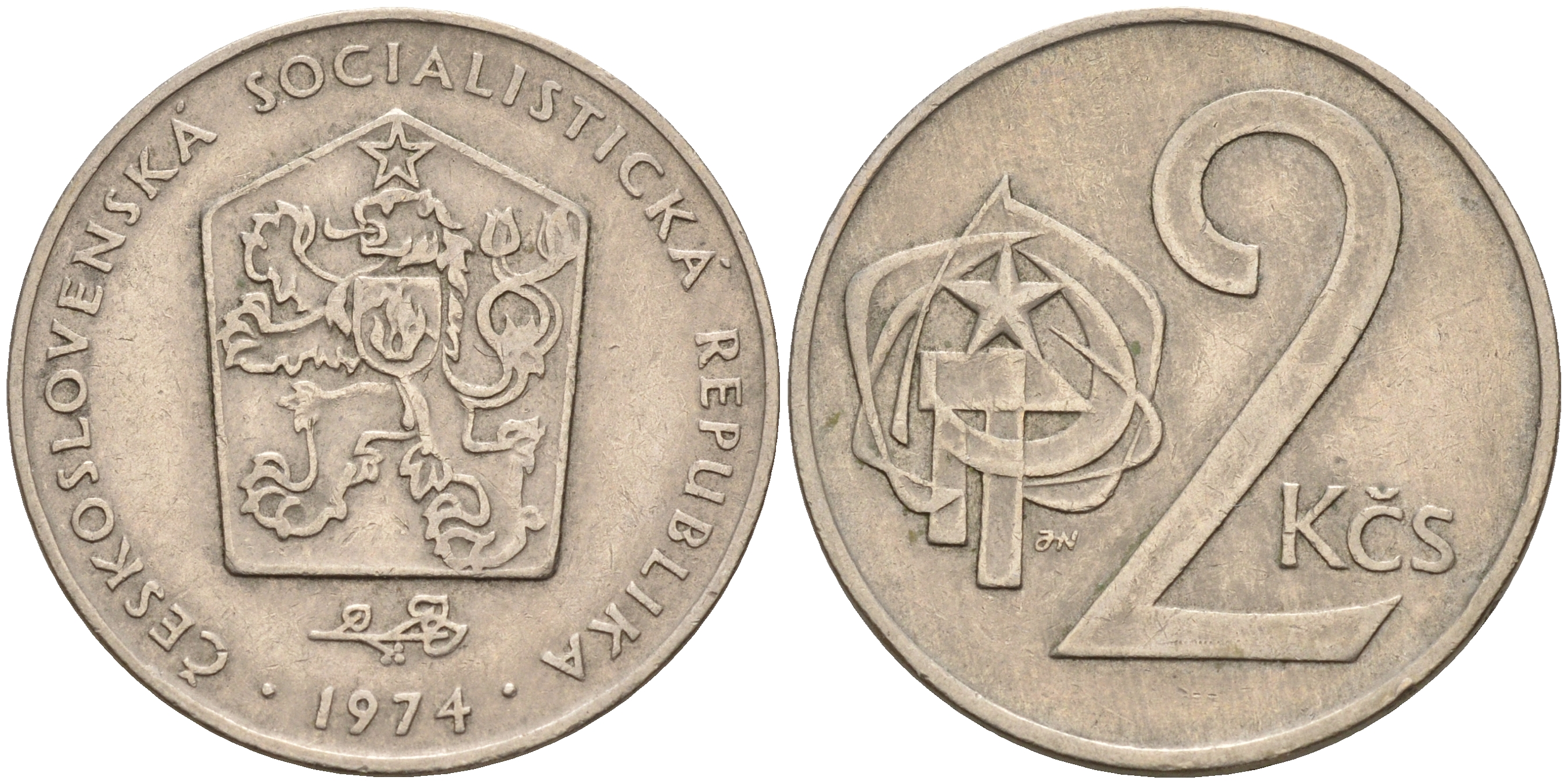 Чехословакия 2 кроны 1974 KM 75 медно-никель    4143-336