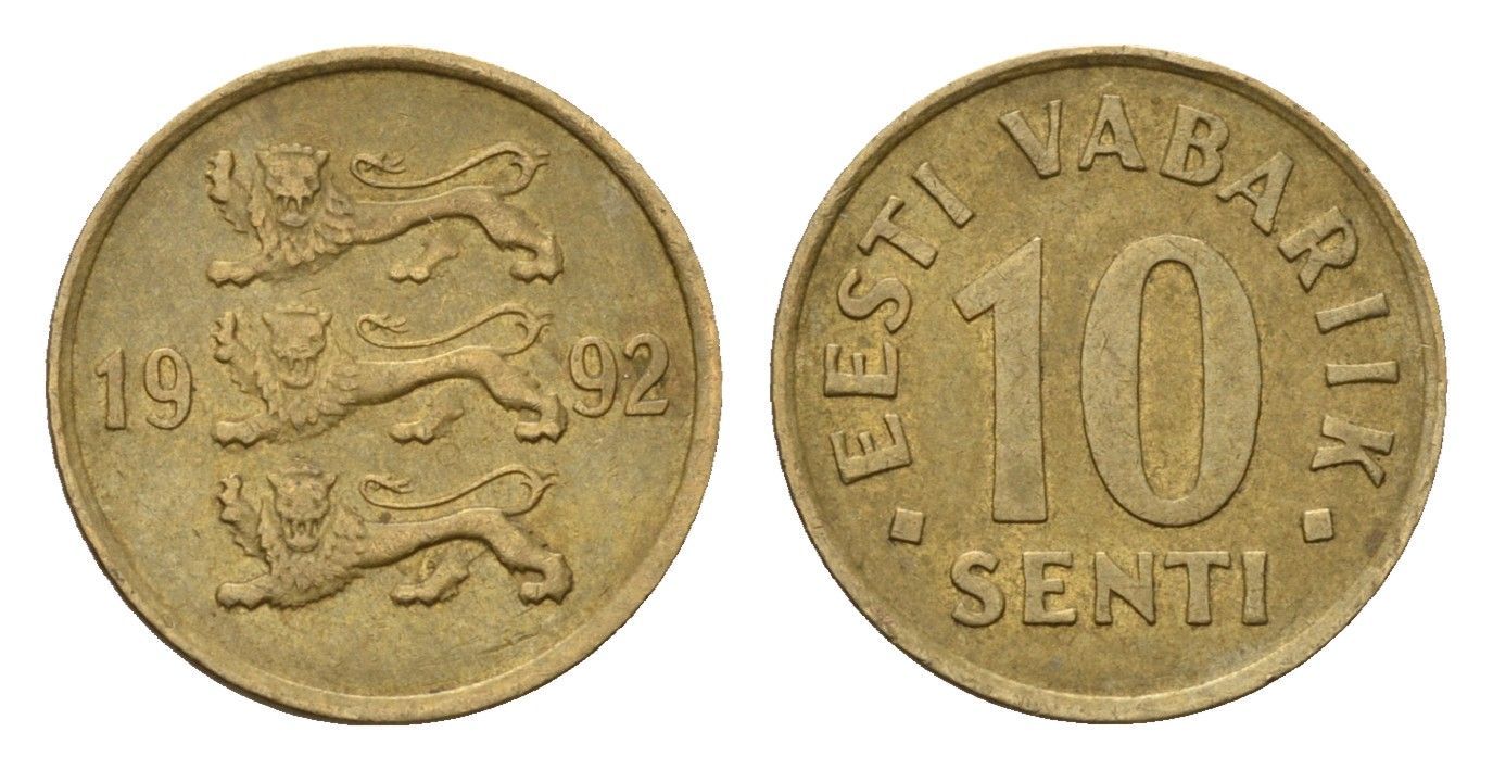Эстония 10 сентов 1992 KM 22 латунь 4696-128