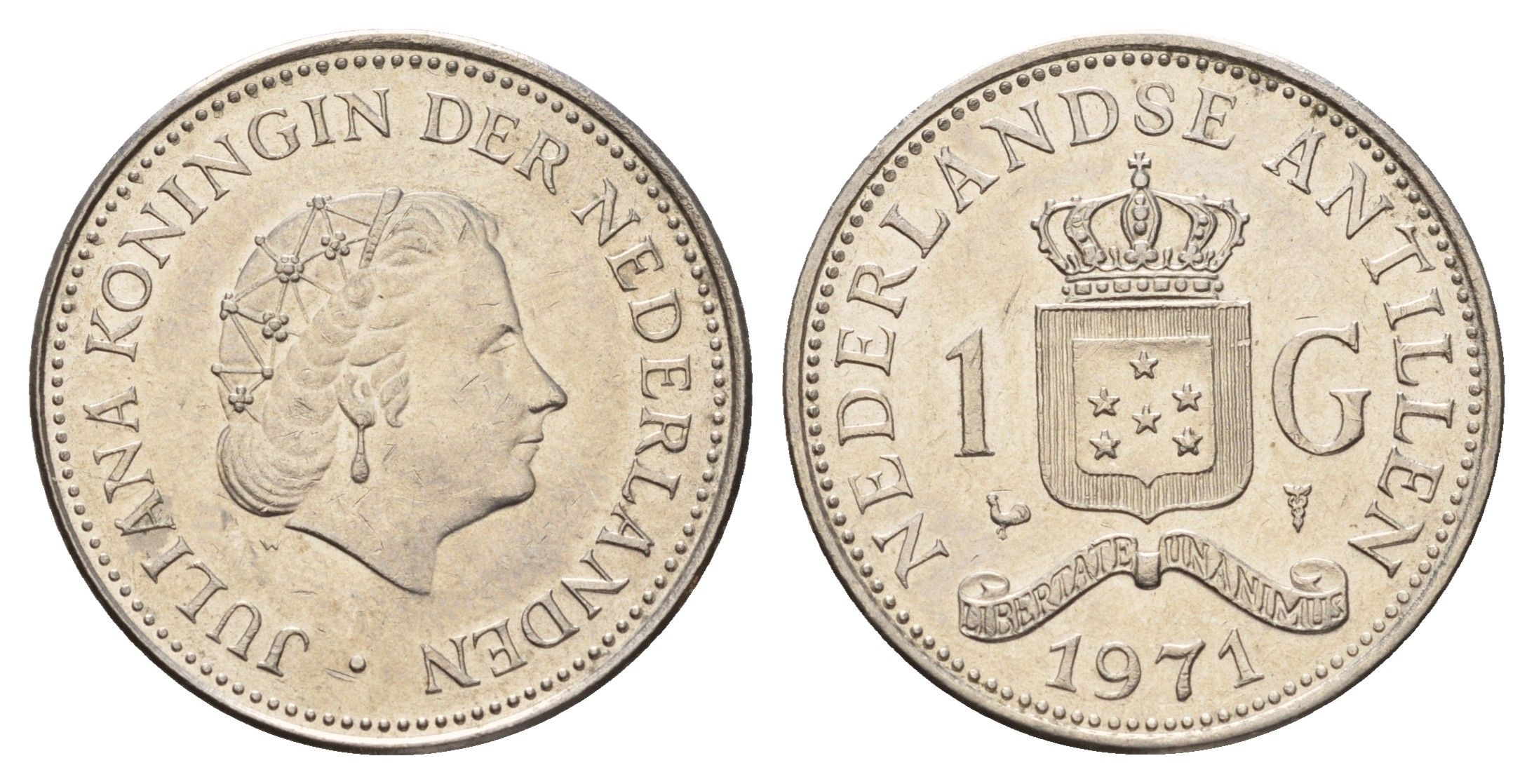 Нидерландские Антильские острова (Нидерландские Антилы) 1 гульден 1971 Юлиана (1948-1980) KM 12 никель 4671-1135
