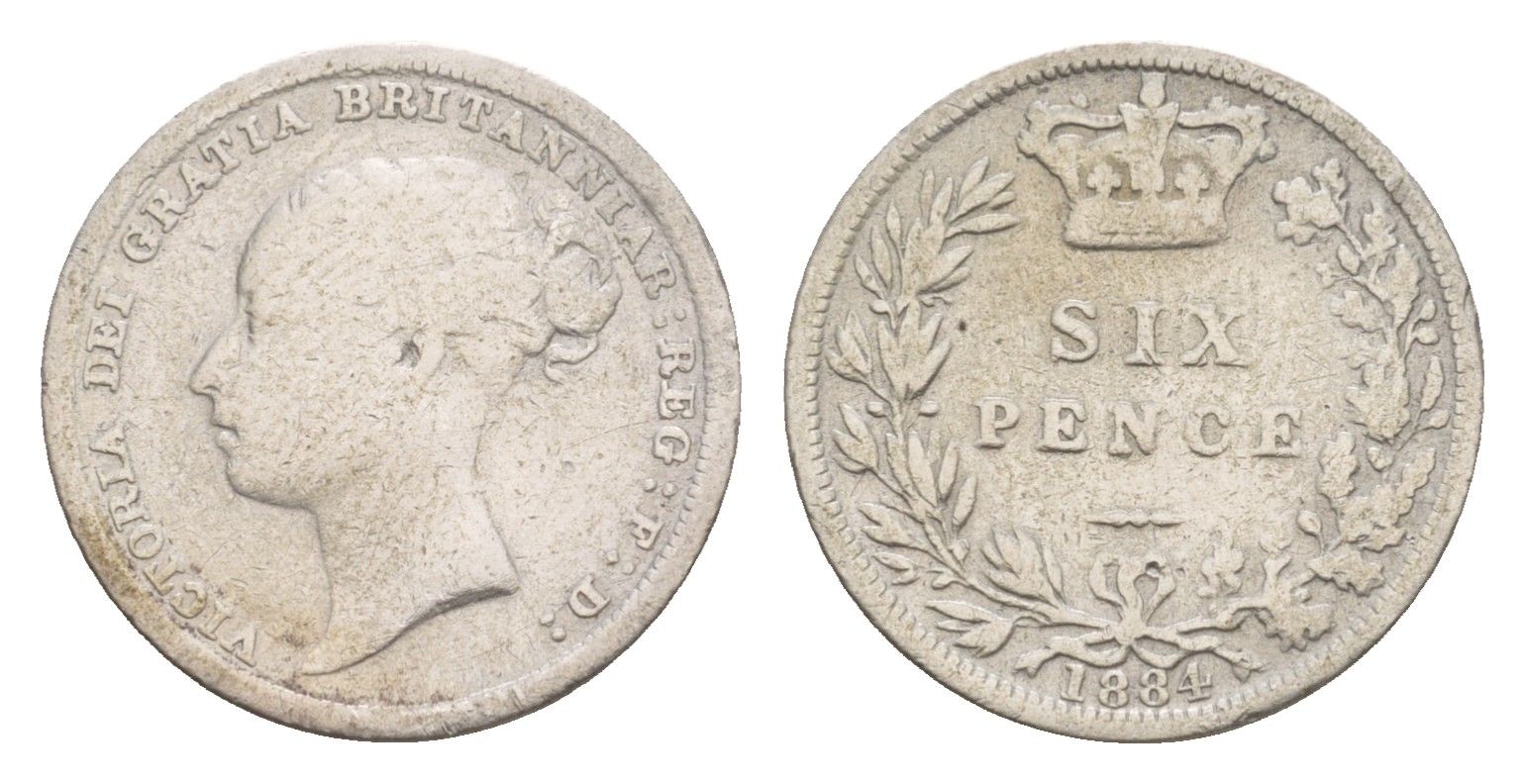 Великобритания 6 пенсов 1884 Виктория (1837-1901) KM 757, Spink 3912 серебро 4658-967