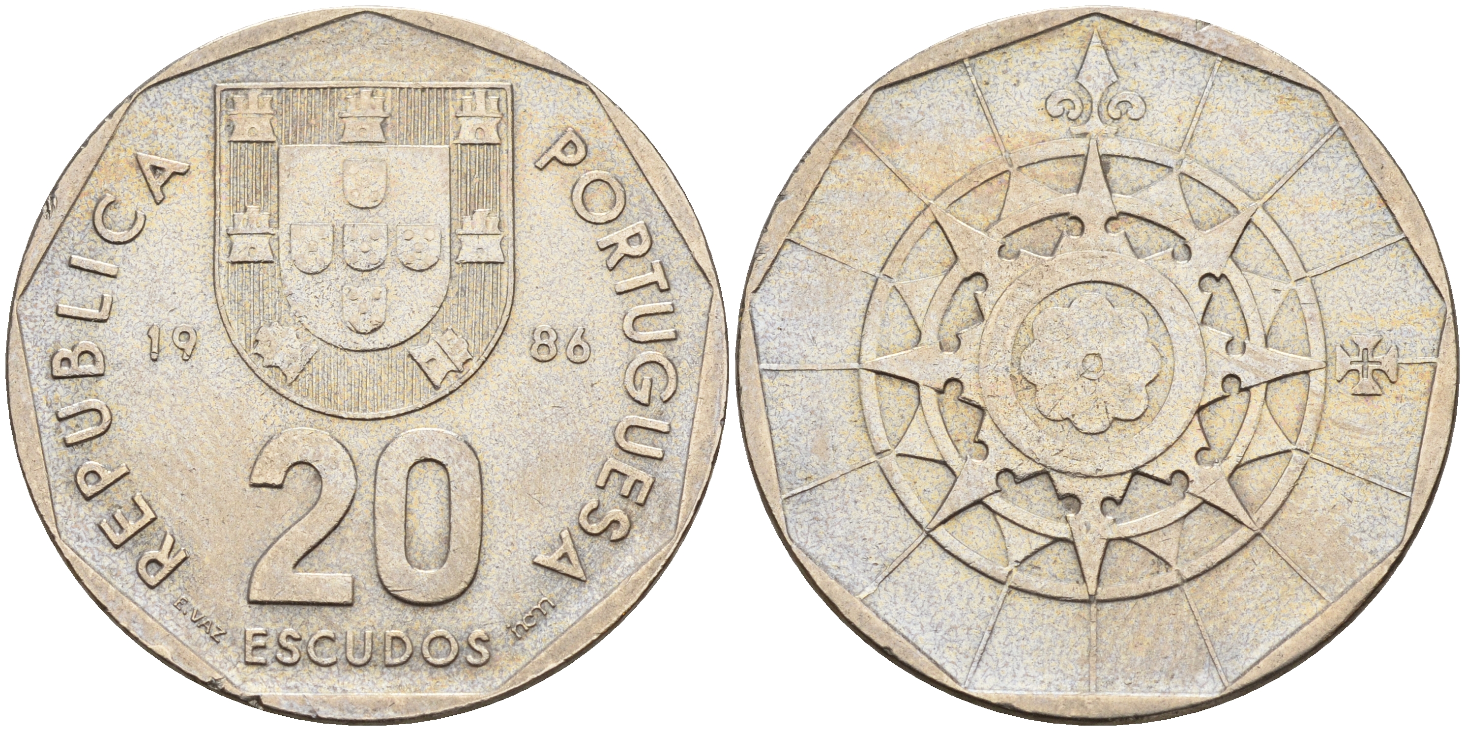Португалия 20 эскудо 1986 первый год KM 634 медно-никель    4161-843