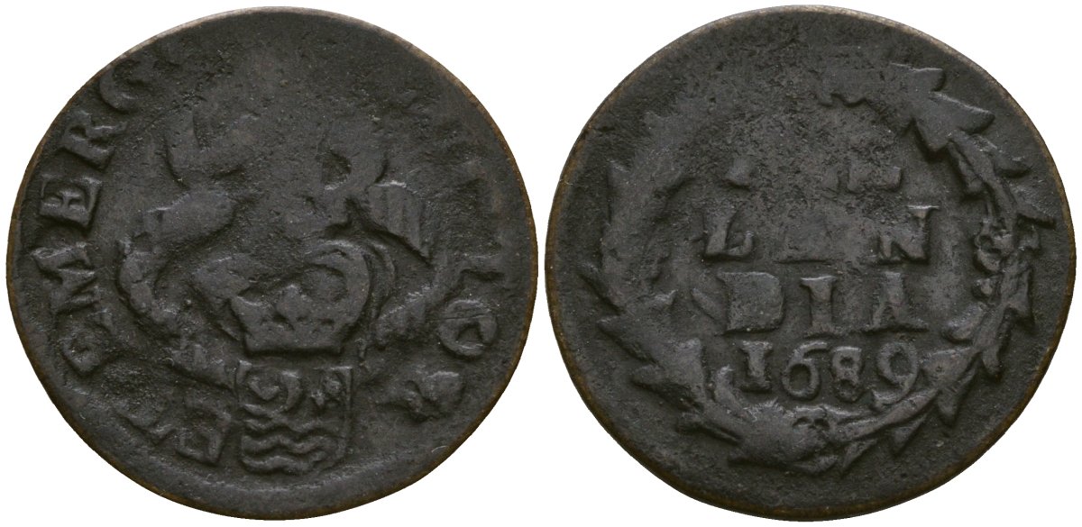 Нидерланды, Зеландия 1 дуит 1689 KM 55 медь 4147-166