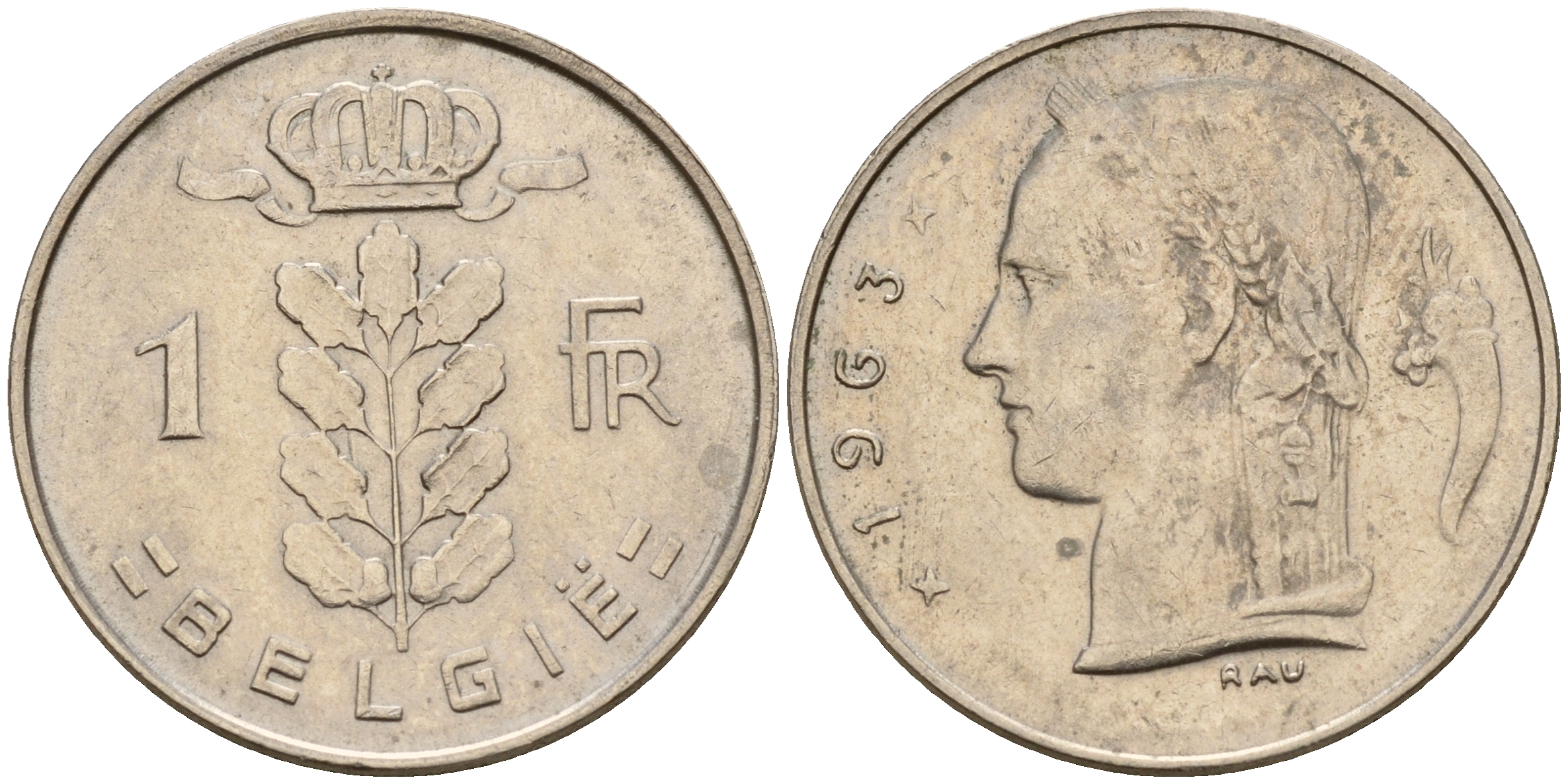 Бельгия 1 франк 1963 Belgie KM 143.1 медно-никель    4187-137