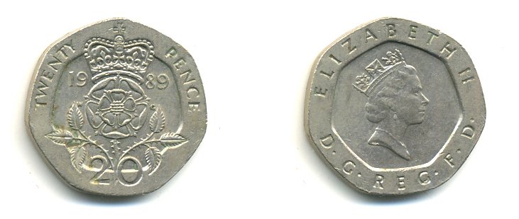 Великобритания 20 пенсов 1989 Елизавета II (1952-2022) KM 939, Spink 4361 (G2) медно-никель 59-431