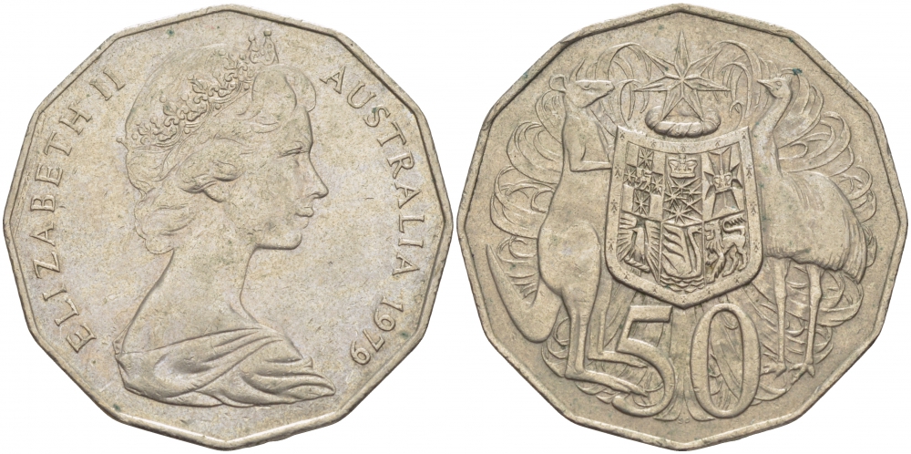 Австралия 50 центов 1979 Елизавета II (1952-2022), герб, кенгуру KM 68 медно-никель 3457-216