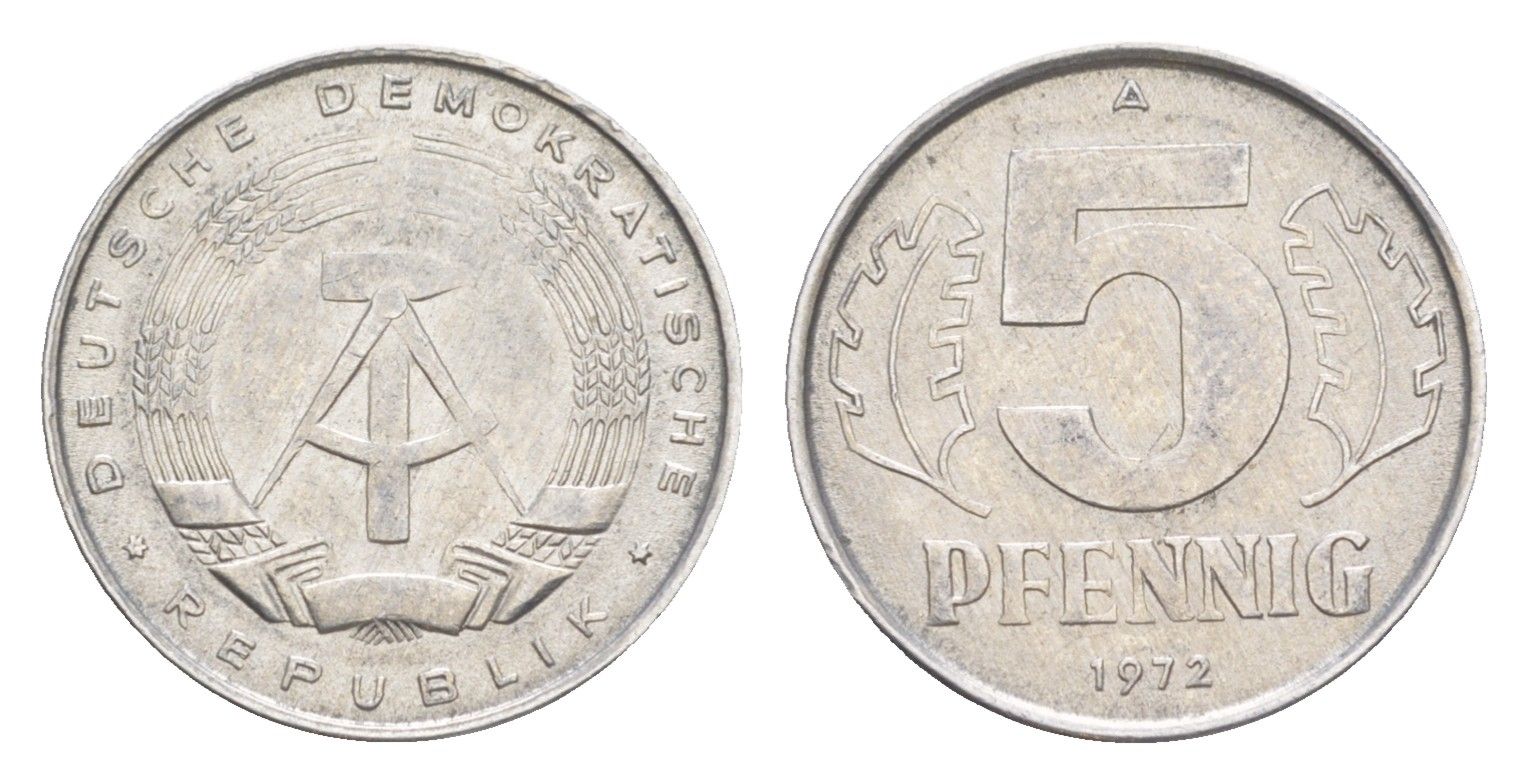 ГДР 5 пфеннигов 1972 A KM 9.1 алюминий 4647-812