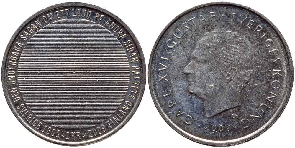 Швеция 1 крона 2009 Карл XVI Густав (1973- ) KM 894 медно-никель 83-246