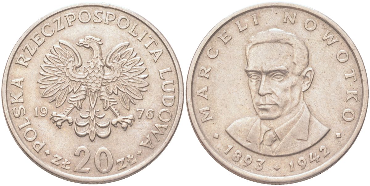 Польша 20 злотых 1976 Марсель Новотко Y 69 медно-никель 4122-1051