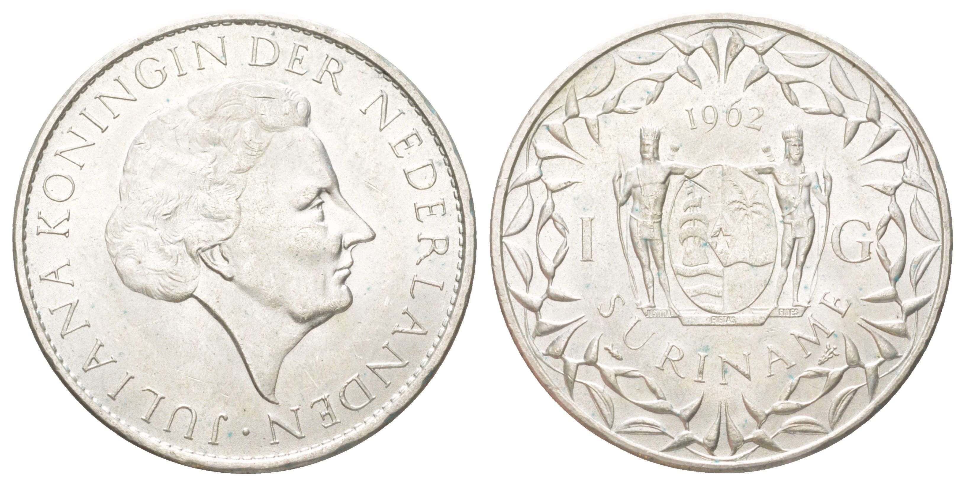 Суринам 1 гульден 1962 KM 15 серебро UNC 3896-433