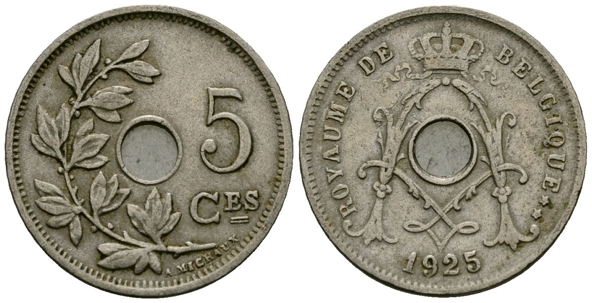 Бельгия 5 сантимов 1925 Belgique, Альберт I (1909-1934) KM 66 медно-никель 4173-537