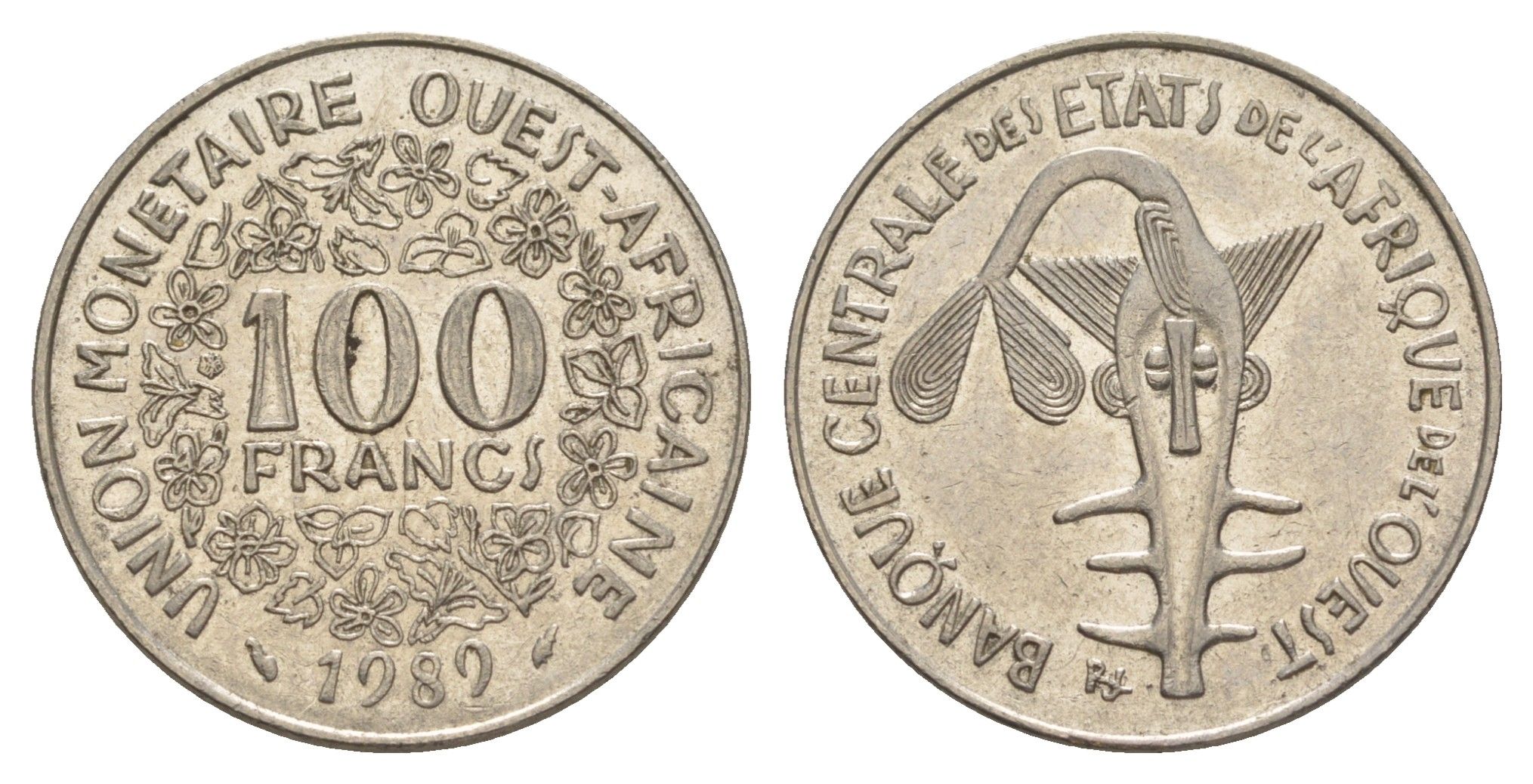 Западная Африка (BCEAO) 100 франков 1989 Центральный банк государств Западной Африки KM 4 никель 4642-335