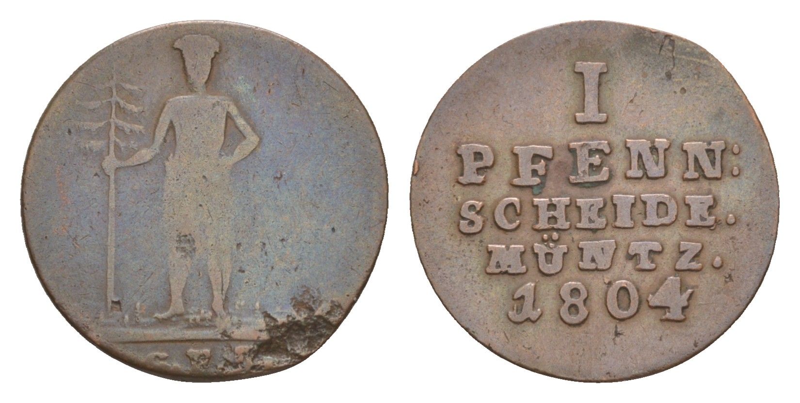 Брауншвейг-Люнебург 1 пфенниг 1804 GFM KM 330 медь 4655-453