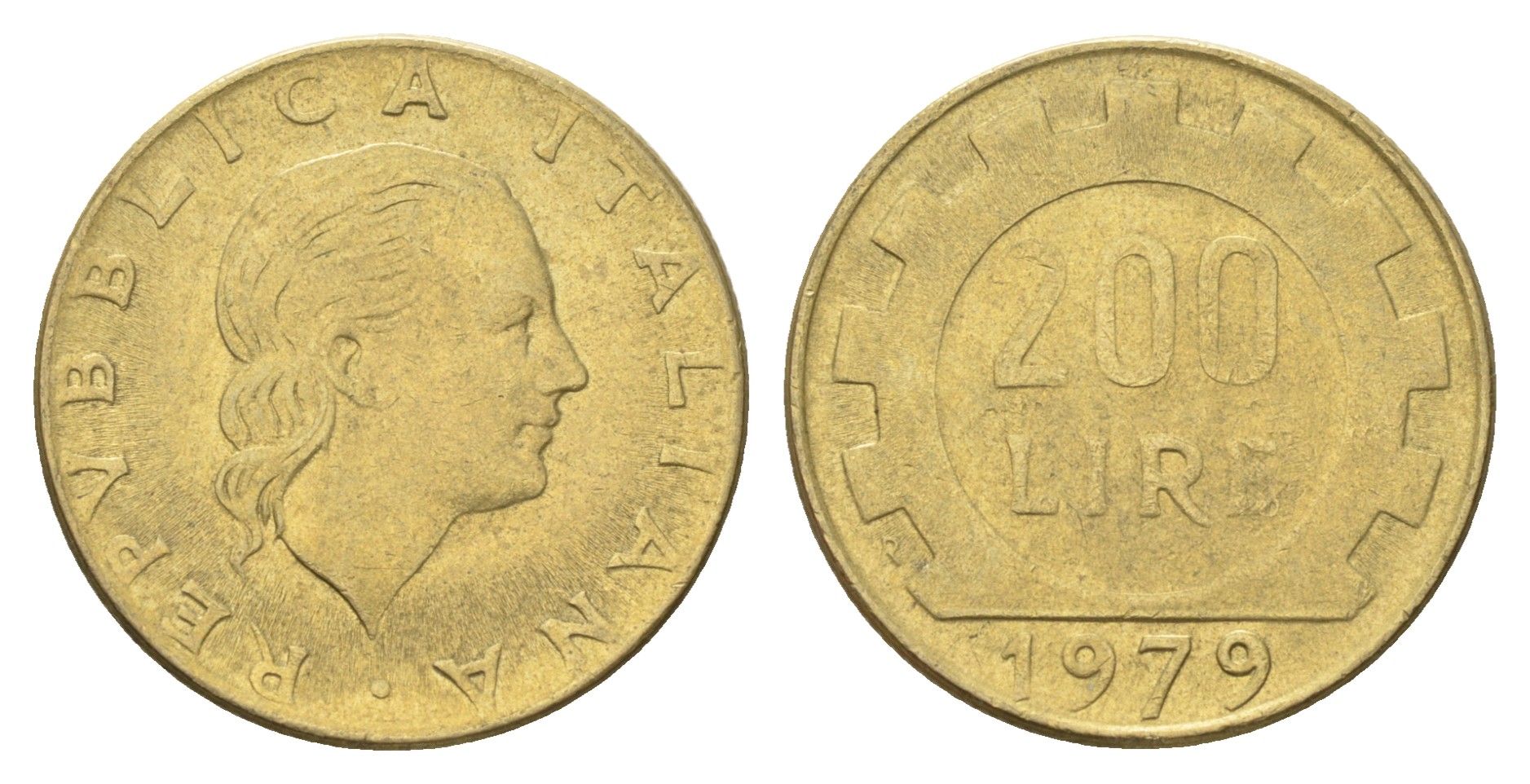 Италия 200 лир 1979 R, шестерня KM 105 алюминиевая бронза 4704-851