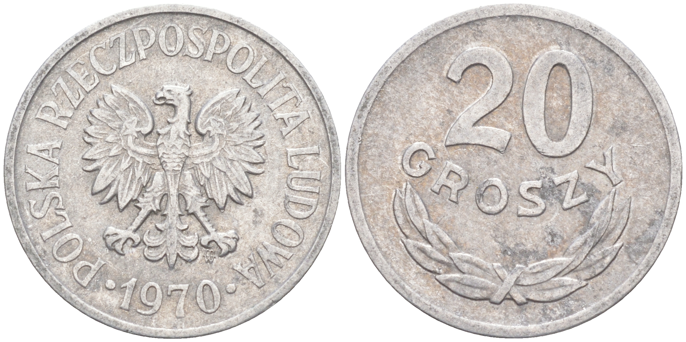 ПОЛЬША 20 ГРОШЕЙ 1970 MW KM А47 алюминий 106-442