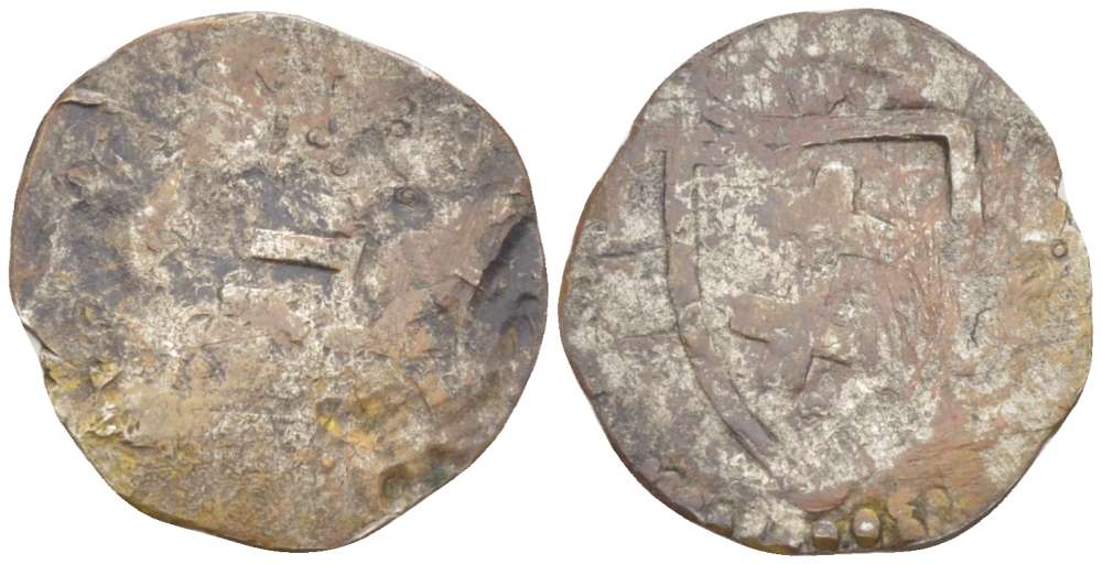 Польша 1 денарий 1384-1386 Ядвига I (1384-1385) и Владислав II (1386-1434), орел Пястовский, двойной крест Ягеллонов, вес 0,56 гр. серебро 1517-534