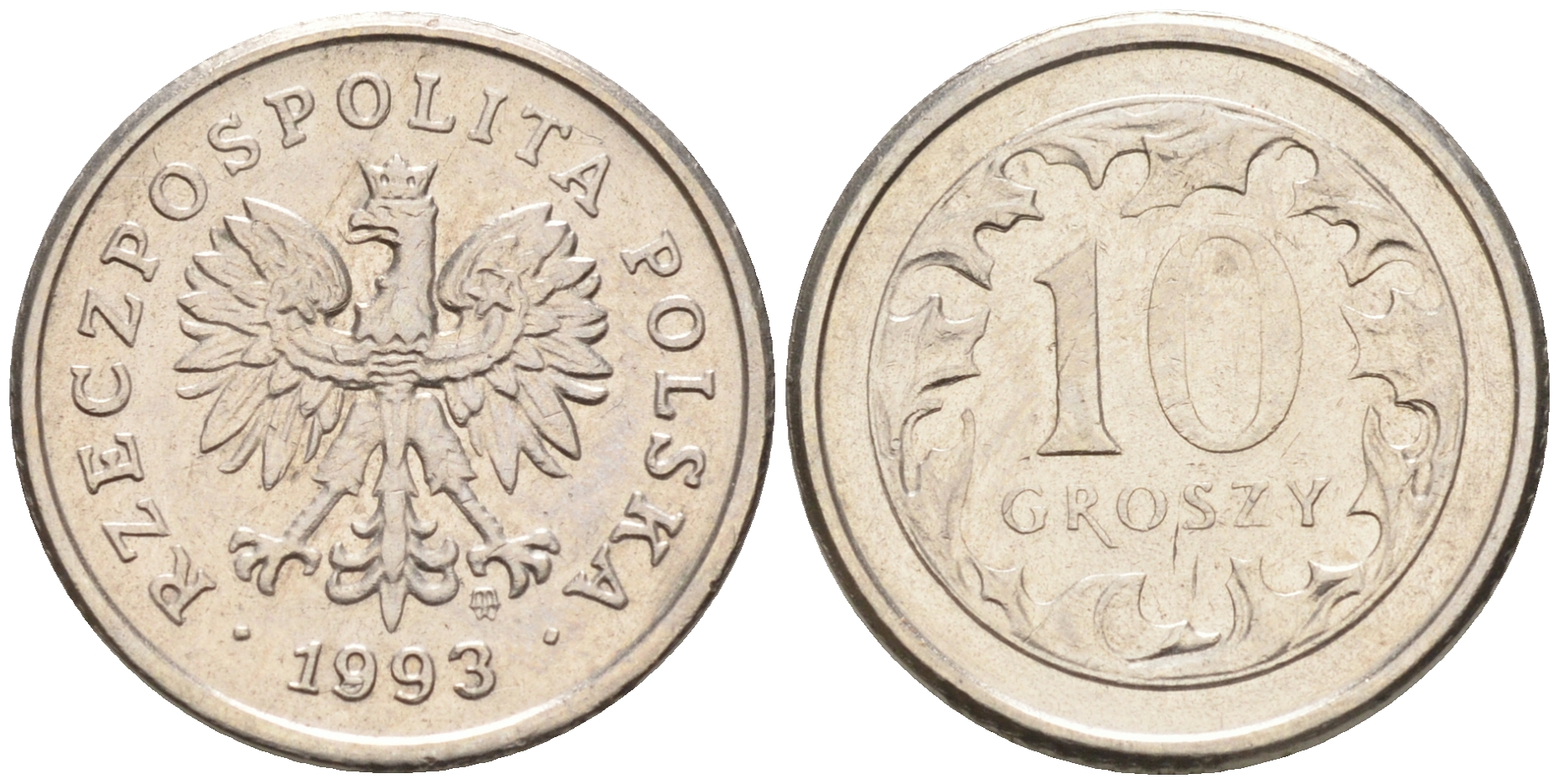 Польша 10 грошей 1993 MW KM 279 медно-никель    4136-949