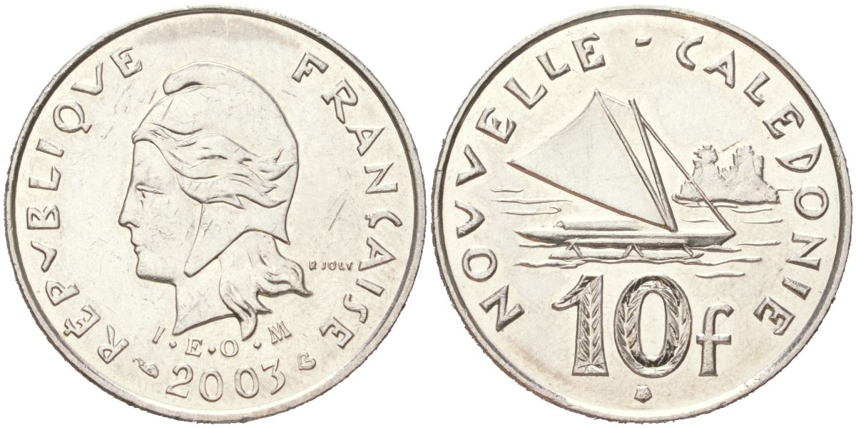 Новая Каледония 10 франков 2003 KM 11 никель UNC 4132-345