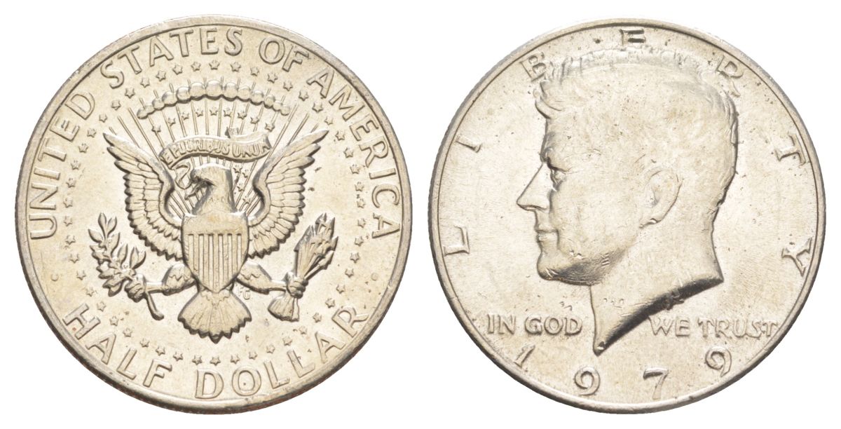 США 1/2 доллара (50 центов) 1979 Джон Кеннеди KM A202b медь плакированная медно-никелем aUNC 4536-1212