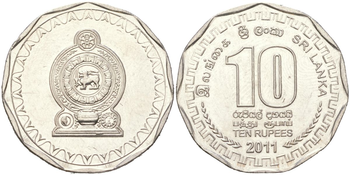 Шри-Ланка 10 рупий 2011 KM 181 сталь плакированная никелем UNC 4121-755