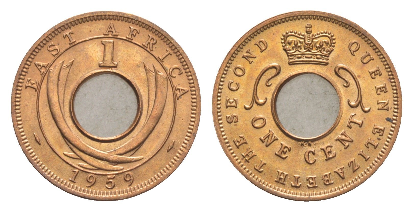 Британская Восточная Африка 1 цент 1959 KN, Елизавета II (1952-2022) KM 35 бронза UNC 4651-444