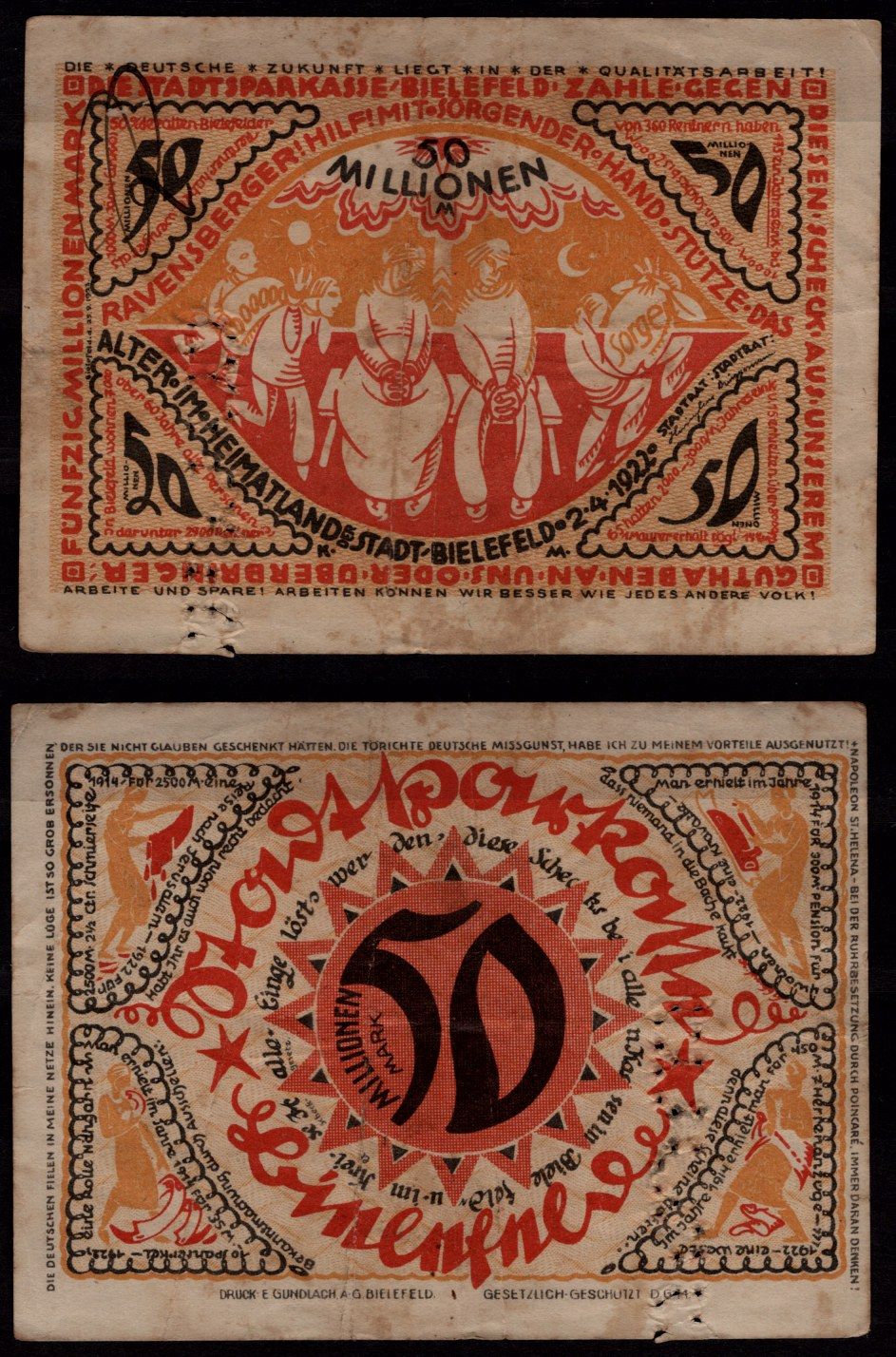 Германия, Билефельд 50000000 марок 1922 бумага 6289-56-2-2