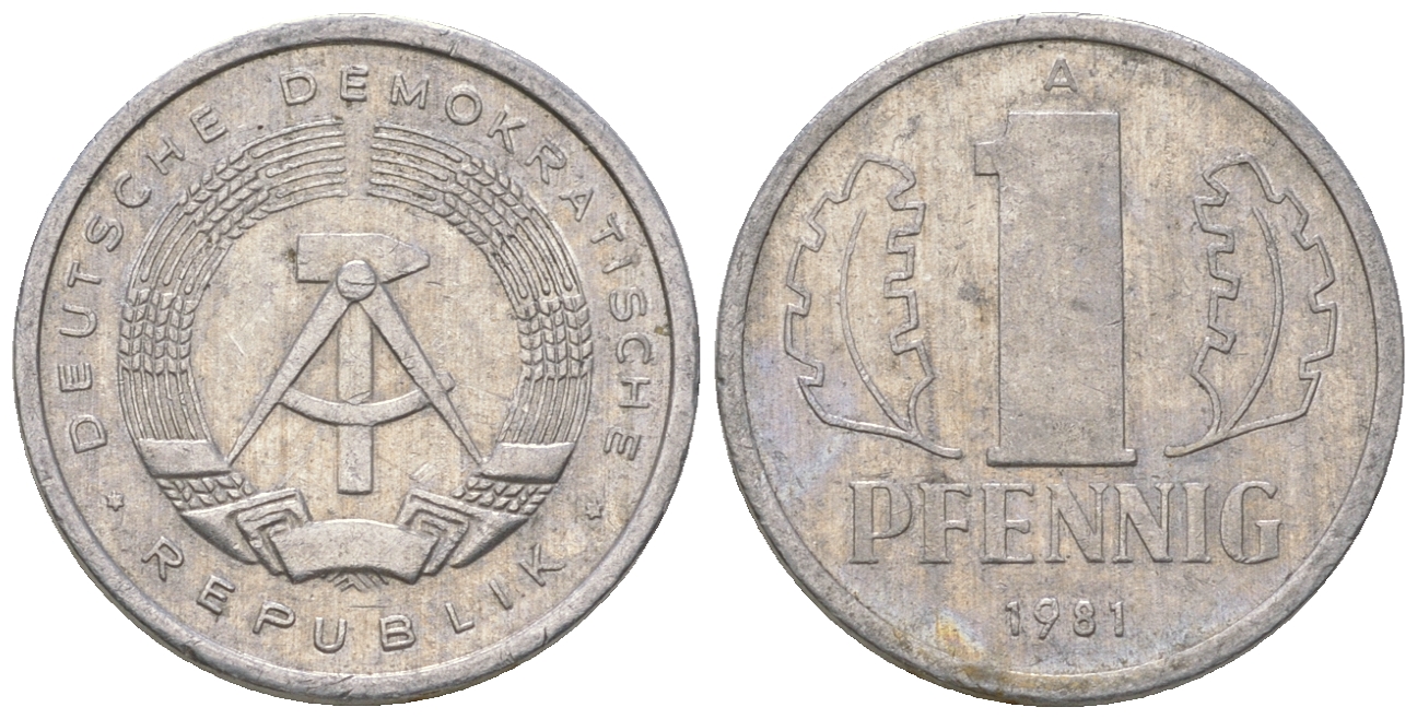 ГДР 1 пфенниг 1981 А KM 8.2 алюминий 4623-426