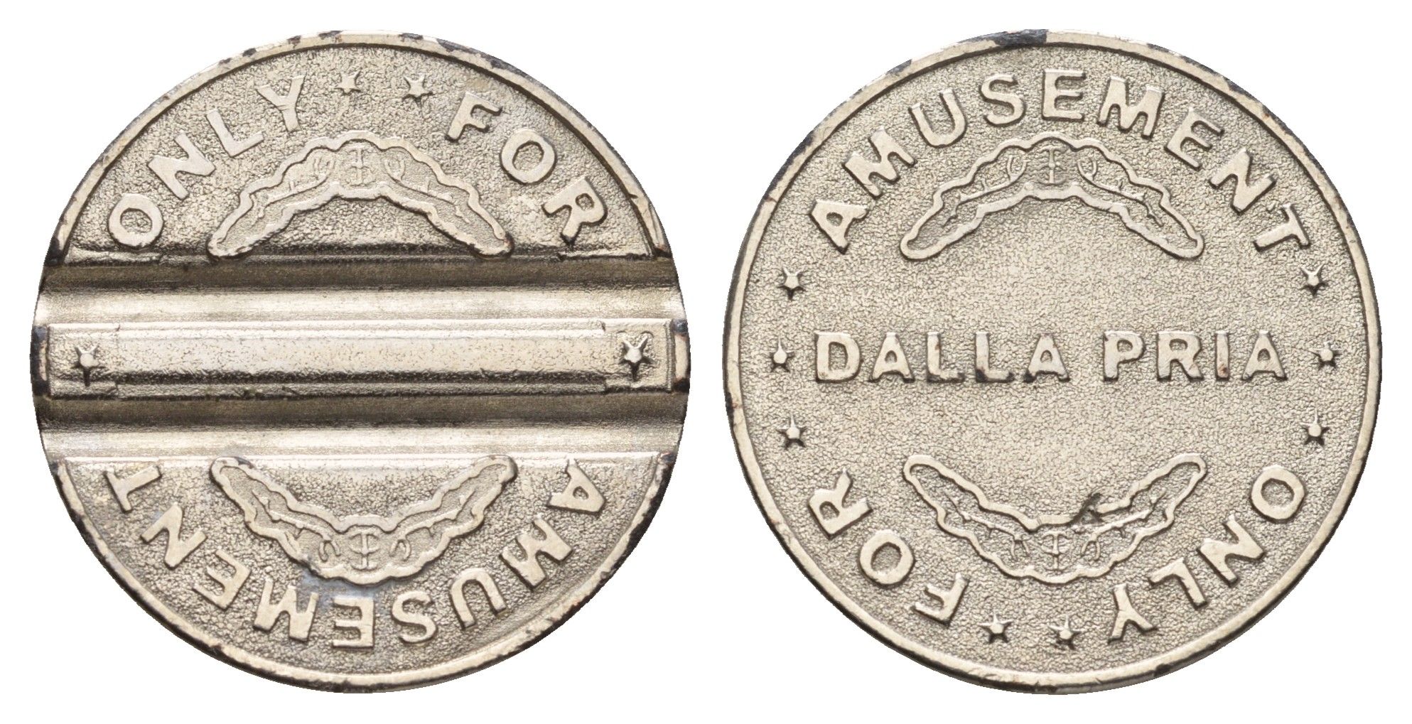 Италия жетон для игровых автоматов Dalla Pria Group диаметр 25 мм, вес 4,1 гр белый металл 4670-647