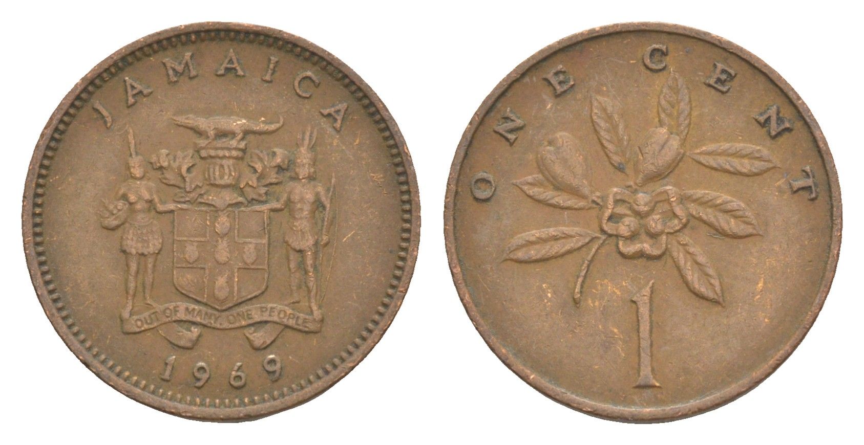 Ямайка 1 цент 1969 KM 45 бронза 4644-552