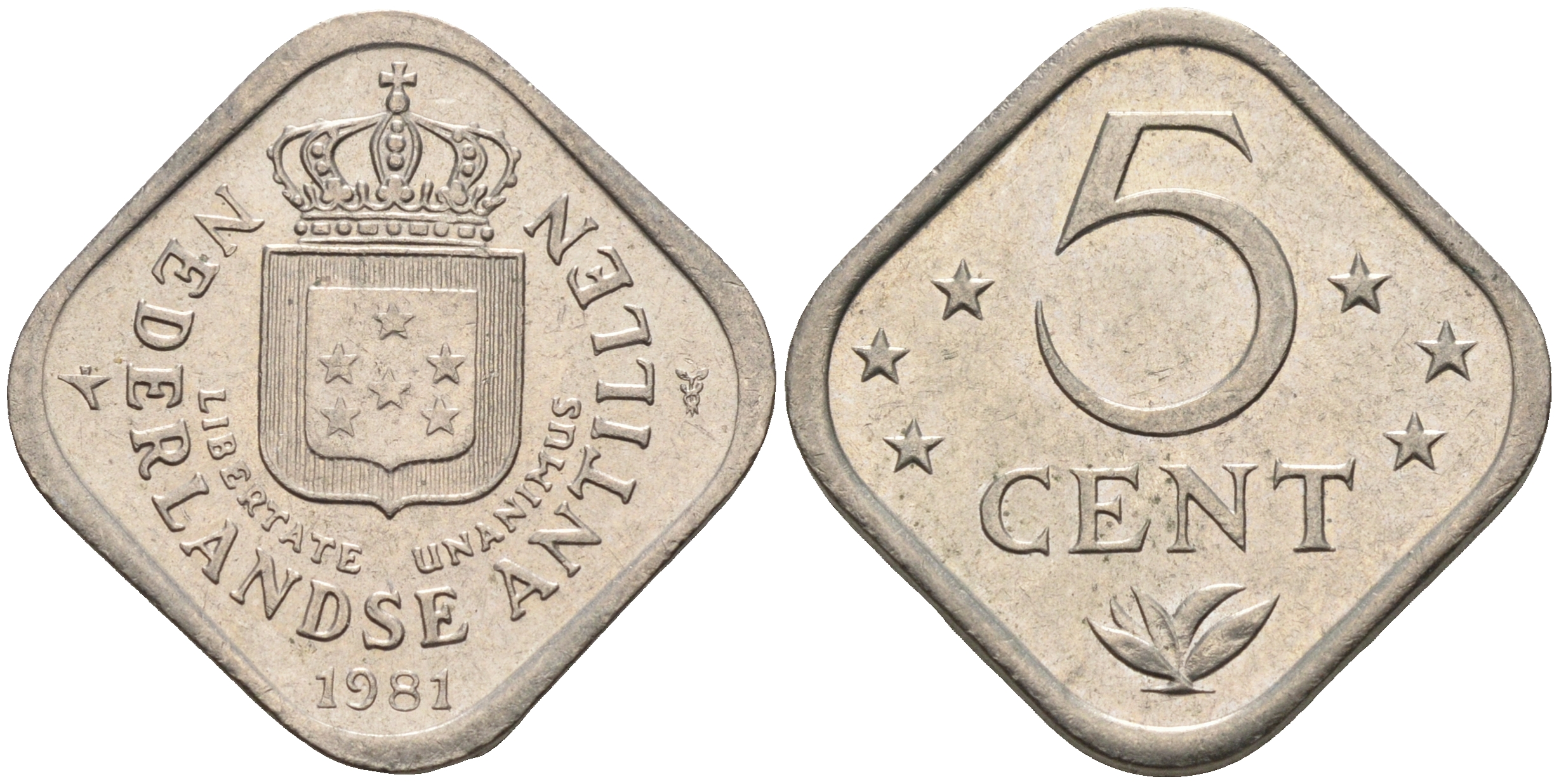 Нидерландские Антилы 5 центов 1981 Беатрикс (1980-2013) KM 13 медно-никель 4595-445