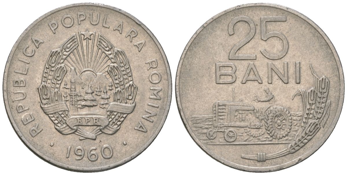 Румыния 25 бань 1960 KM 88 сталь плакированная никелем 4532-649
