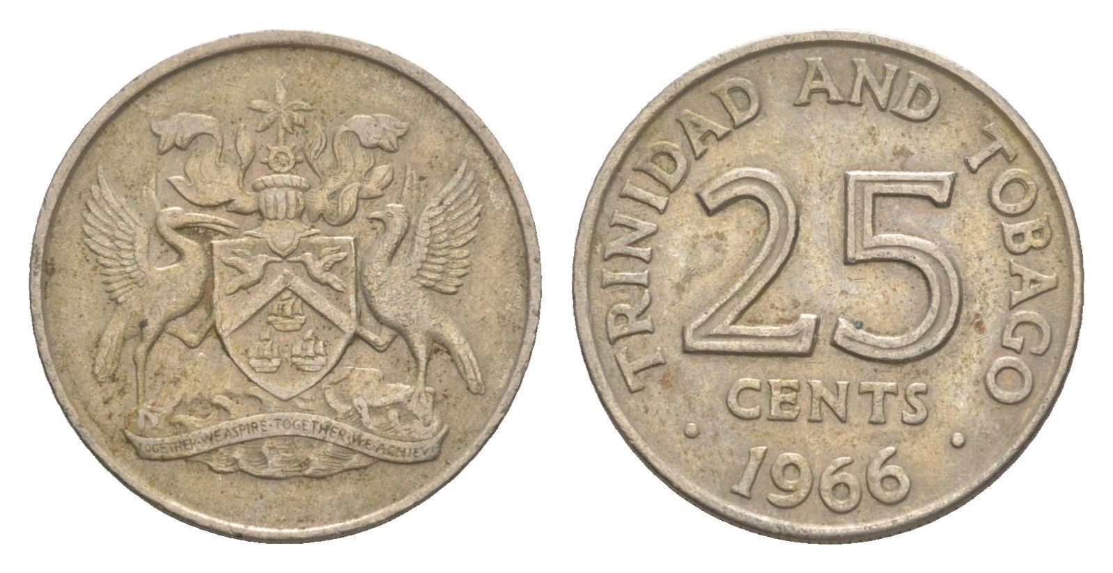 Тринидад и Тобаго 25 центов 1966 KM 4 медно-никель 4644-549