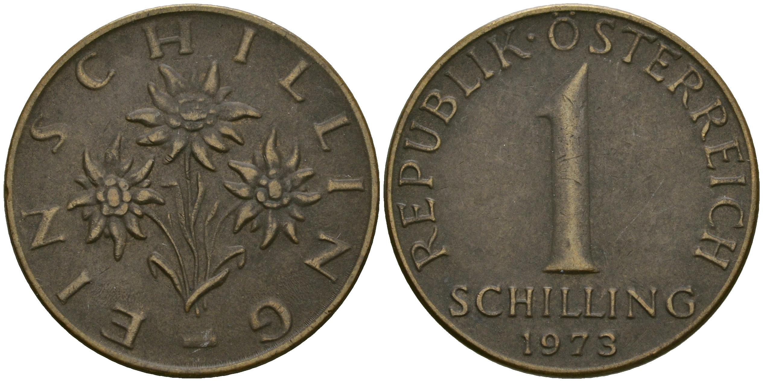 Австрия 1 шиллинг 1973 KM 2886 алюминиевая бронза 25-1122