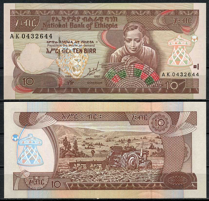 Эфиопия 10 быров 1989/1997 трактор Pick 48 a бумага UNC (пресс) 448-148-3