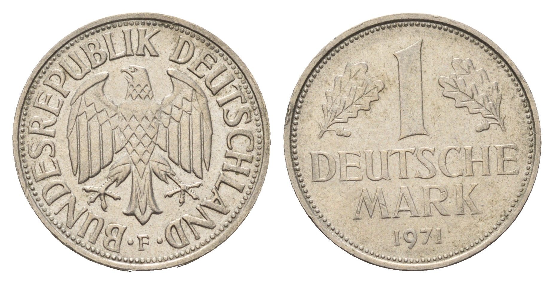 ФРГ 1 марка 1971 F KM 110, J. 385 медно-никель 3459-946