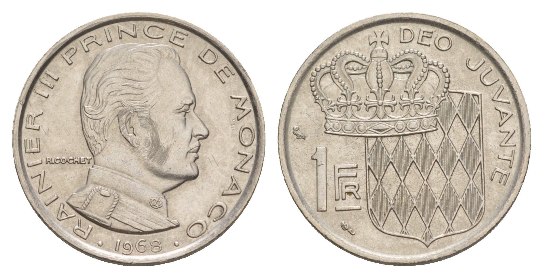 Монако 1 франк 1968 KM 140 никель UNC 4633-1133