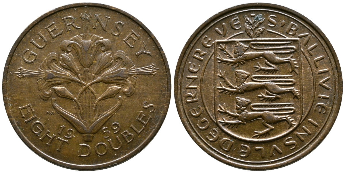 Гернси 8 даблов (дублей) 1959 KM 16 бронза 4557-244