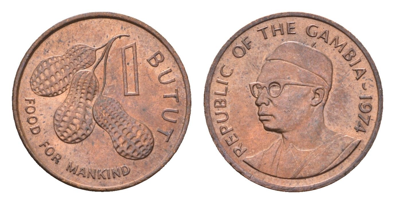Гамбия 1 бутут 1974 ФАО - Еда для человечества KM 14 бронза UNC 4164-612