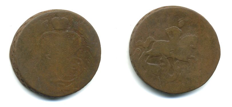 РОССИЯ 1 КОПЕЙКА 1760 медь 61-742