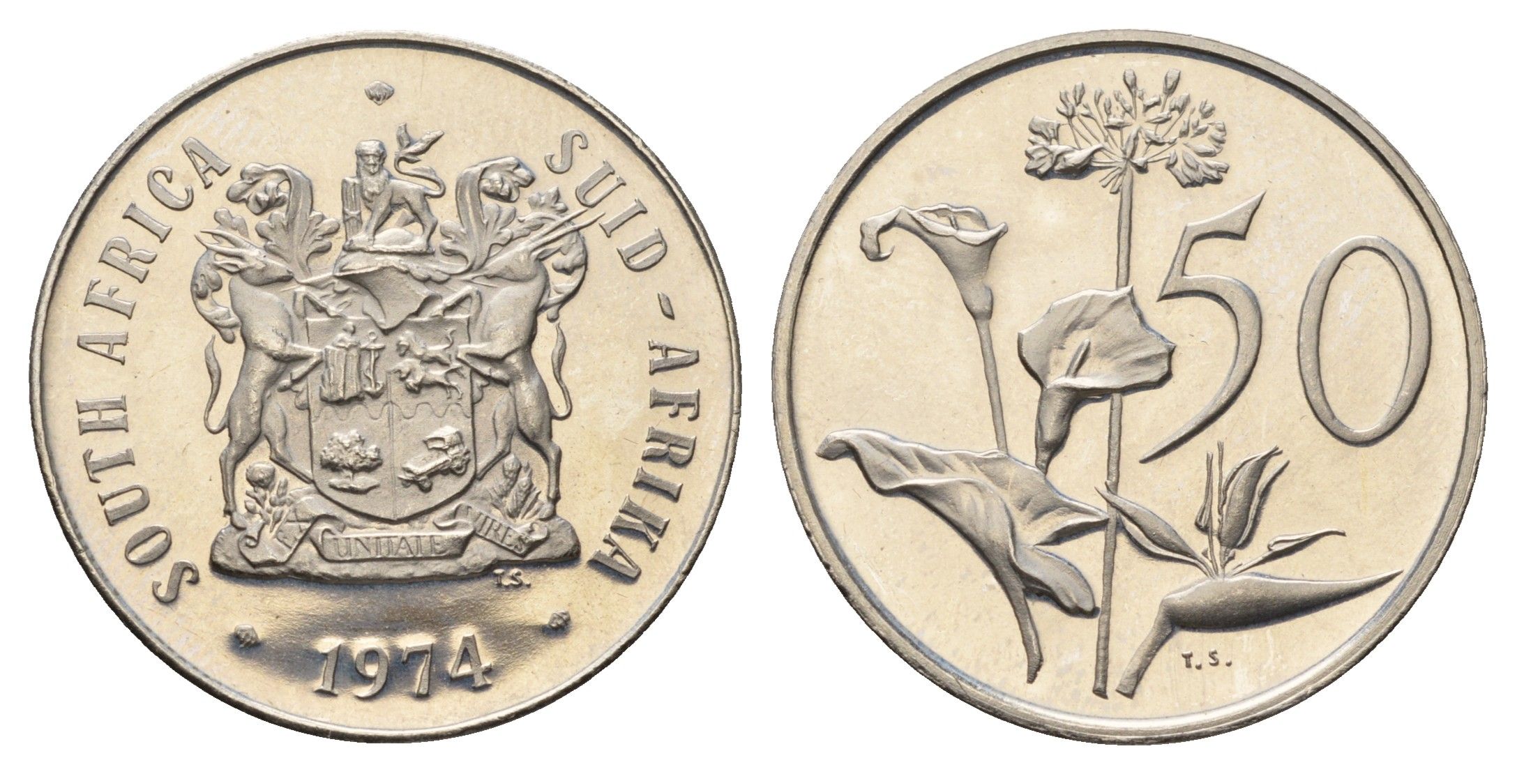 ЮАР 50 центов 1984 Зантедеския Эллиота (калла), герб KM 87 никель PROOF 1525-1445
